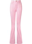 Amapô High Waist Flared Trousers, Women's, Size: 36, Pink/purple, Cotton/spandex/elastane