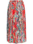 Golden Goose Floral Print Pleated Midi Skirt - A3 Candy Apple Flower