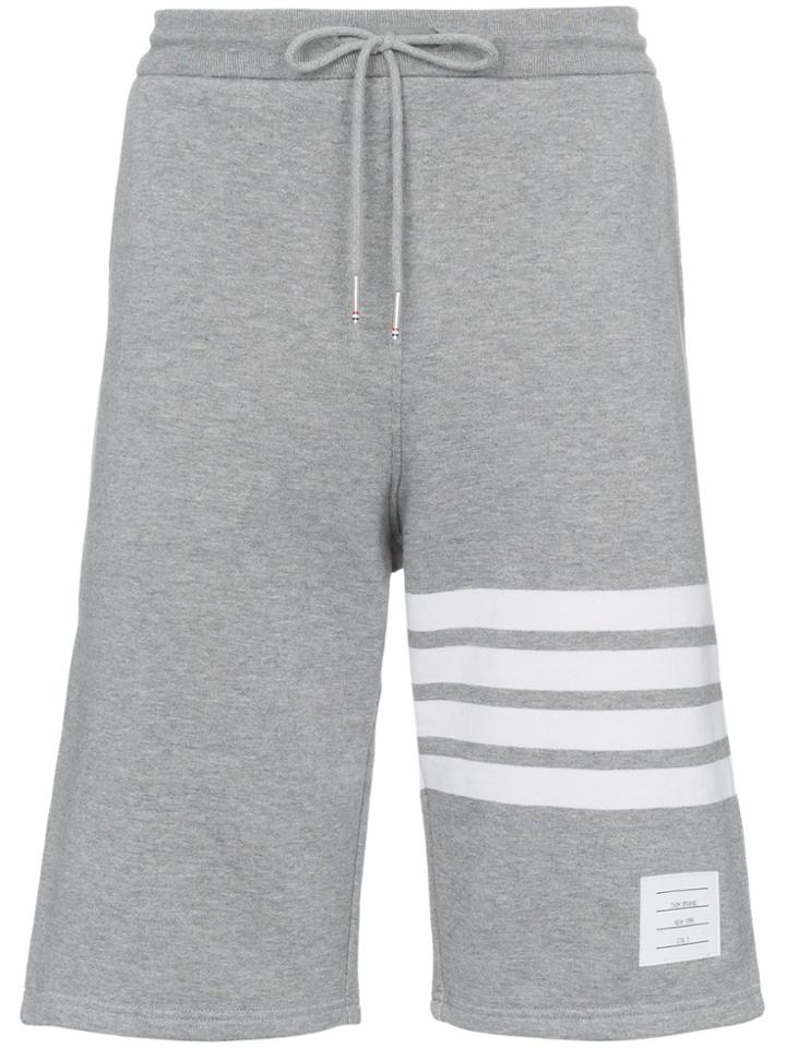 Thom Browne Striped Cotton Jersey Shorts - Grey