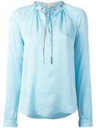 Michael Michael Kors Long Sleeve Top, Women's, Size: Small, Blue, Silk