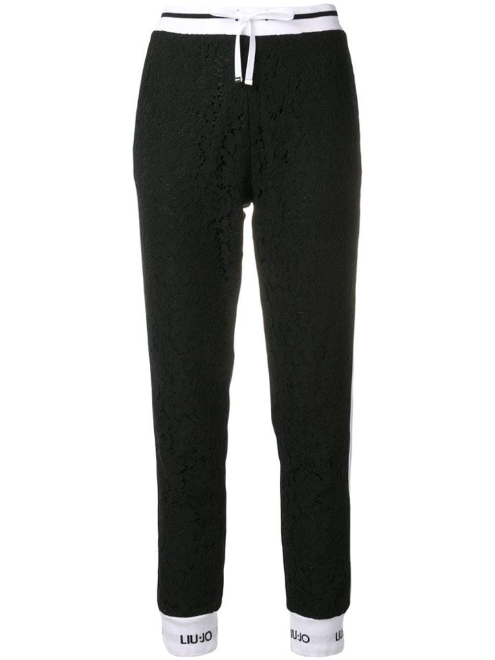 Liu Jo Floral Lace Track Pants - Black