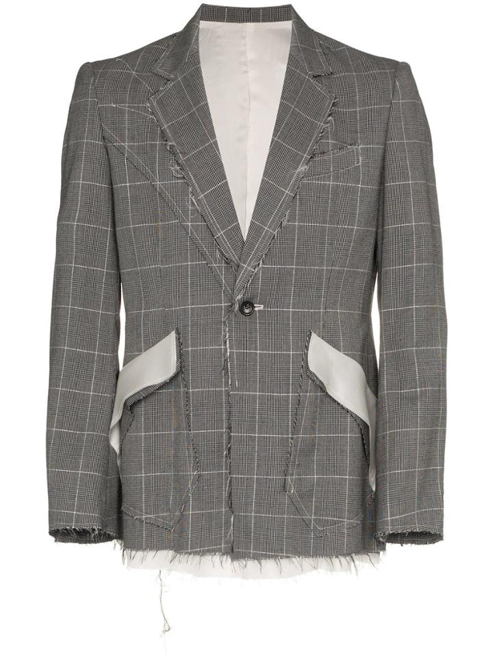 Sulvam Checkered Short Wool Jacket - Grey