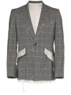 Sulvam Checkered Short Wool Jacket - Grey
