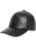 Burberry Monogram Motif Leather Baseball Cap - Black