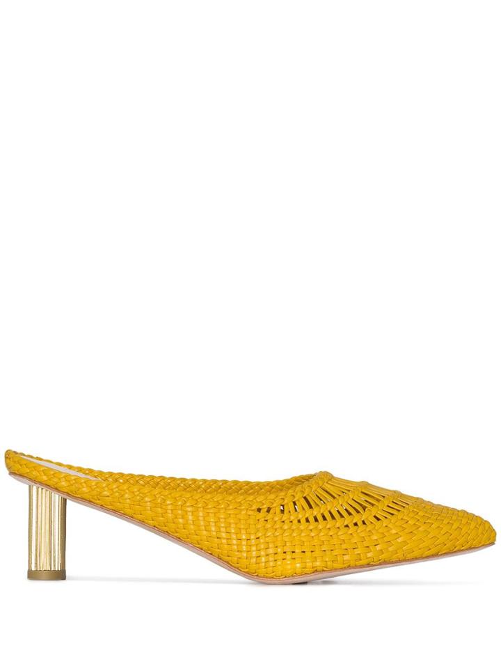 Cult Gaia Della 70 Woven Mules - Yellow