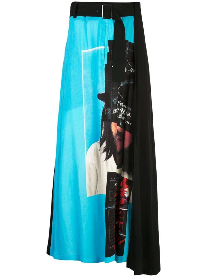 Yohji Yamamoto Asymmetric Printed Skirt - Black