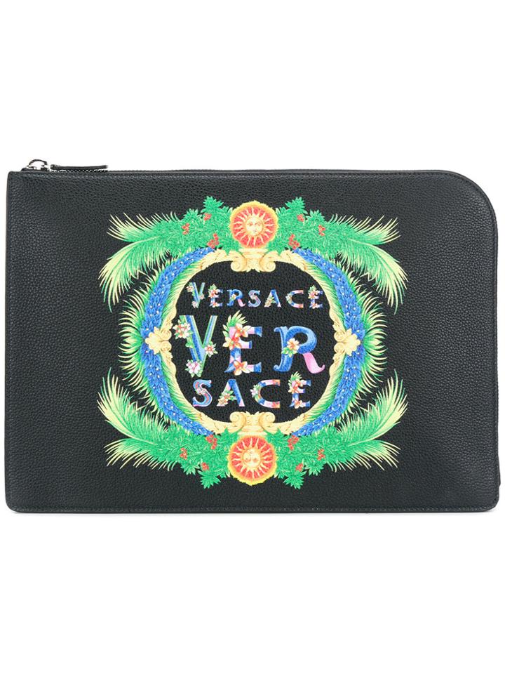 Versace Beverly Palm Clutch Bag - Black