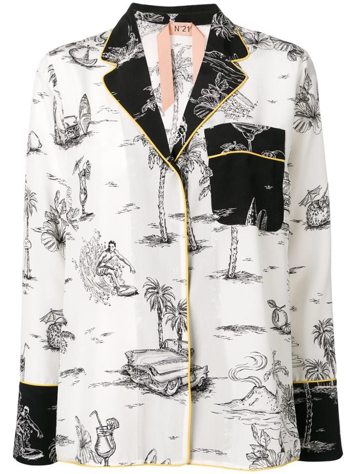 No21 Holiday Print Shirt - White