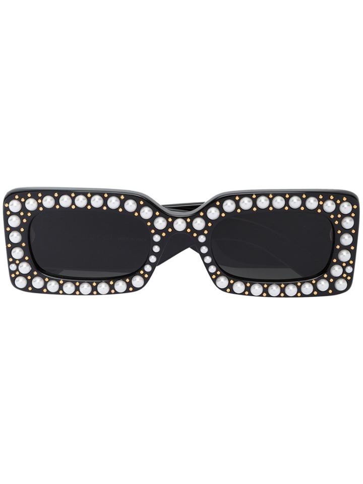 Gucci Eyewear Hollywood Forever Faux Pearl Sunglasses - Black