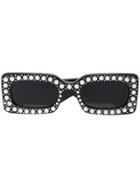 Gucci Eyewear Hollywood Forever Faux Pearl Sunglasses - Black