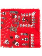 Alexander Mcqueen 'voodoo Skull' Scarf, Men's, Red, Modal/silk