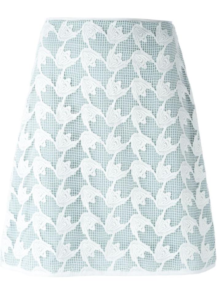 Tory Burch Crochet Overlay Skirt, Women's, Size: 4, White, Polyester