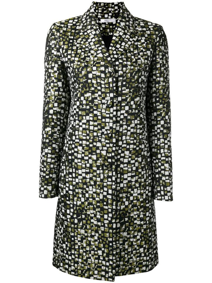 Lanvin Jacquard Coat, Women's, Size: 38, Green, Cotton/polyamide/polyester/viscose