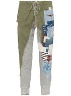 Greg Lauren Patchwork Slim Leg Cotton Track Pants - Grey