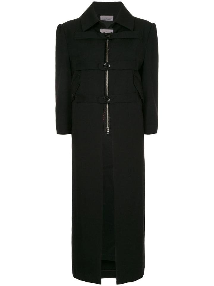 Yohji Yamamoto Pre-owned Front Strap Fastening Coat - Black