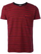 Saint Laurent Striped Logo Embroidered T-shirt