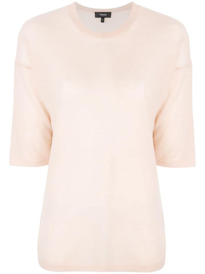 Theory Cashmere Sheer Knitted Top - Neutrals
