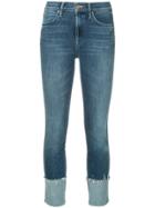 Mother Large Cuff Cropped Jeans - Blue