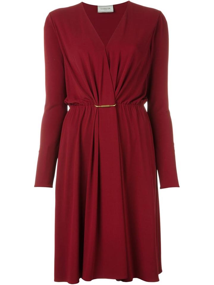 Lanvin Draped Dress, Women's, Size: 40, Red, Spandex/elastane/viscose/brass