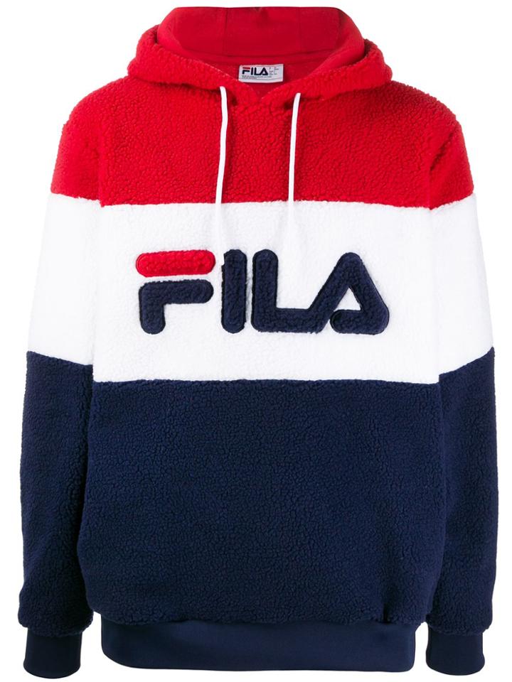 Fila Colour Block Teddy Hoodie - Blue