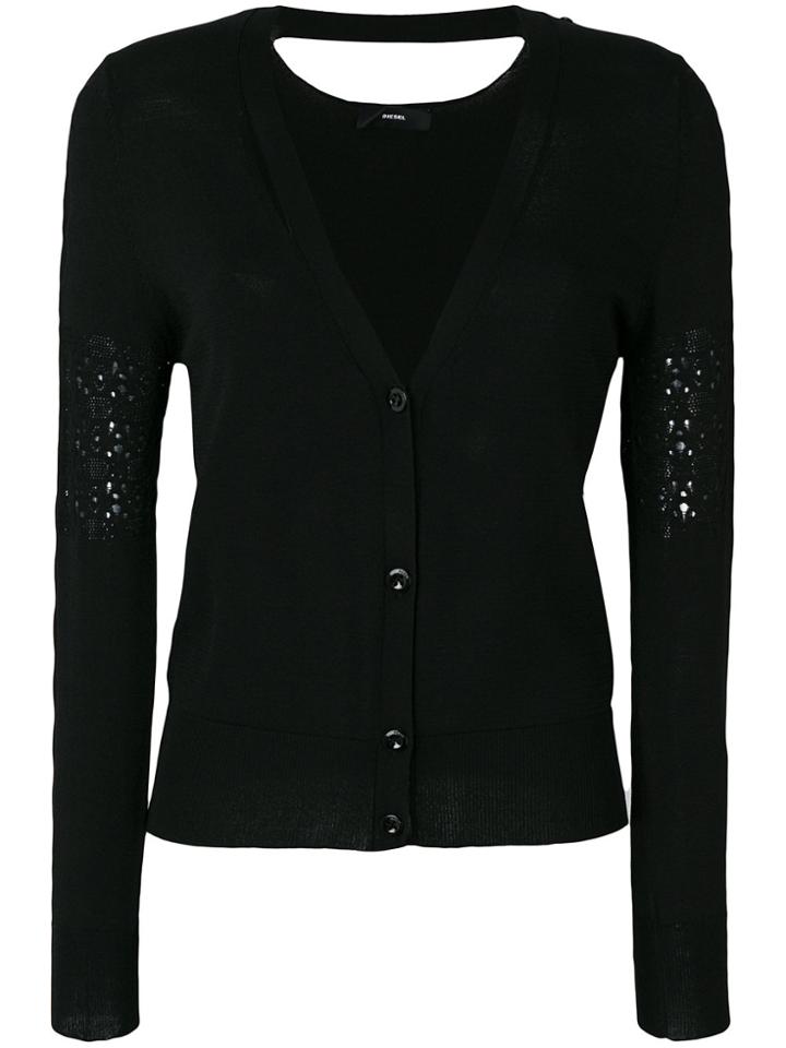 Diesel Floral Cut-out Detail Cardigan - Black