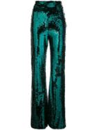 16arlington Sequinned Flared Trousers - Green