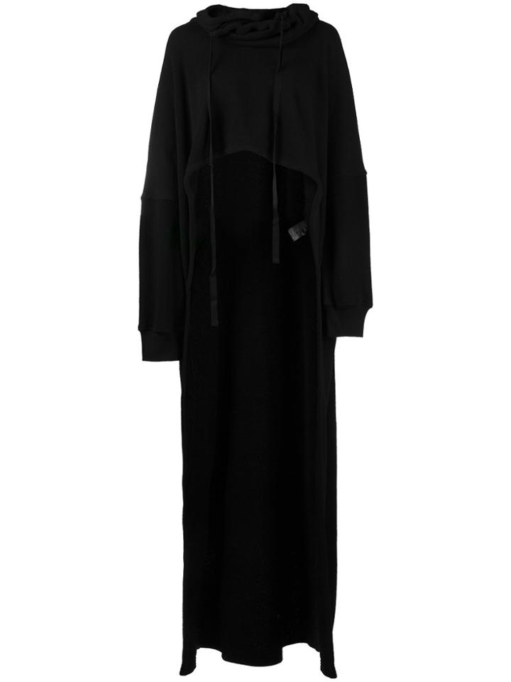 Ann Demeulemeester Dominic Asymmetrical Floor Length Hoodie - Black