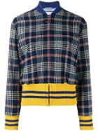 Gucci Embroidered Back Tweed Bomber Jacket, Women's, Size: 40, Blue, Wool/cotton/polyester/silk