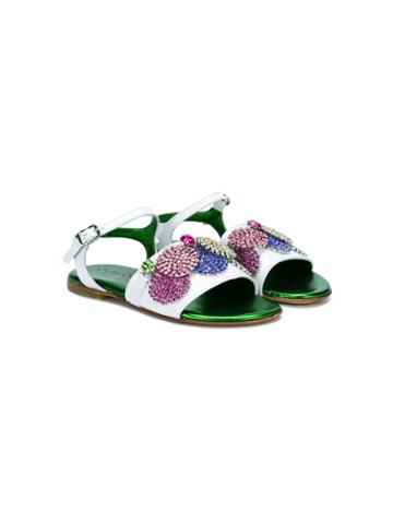 Quis Quis Crystal Embellished Sandals - White