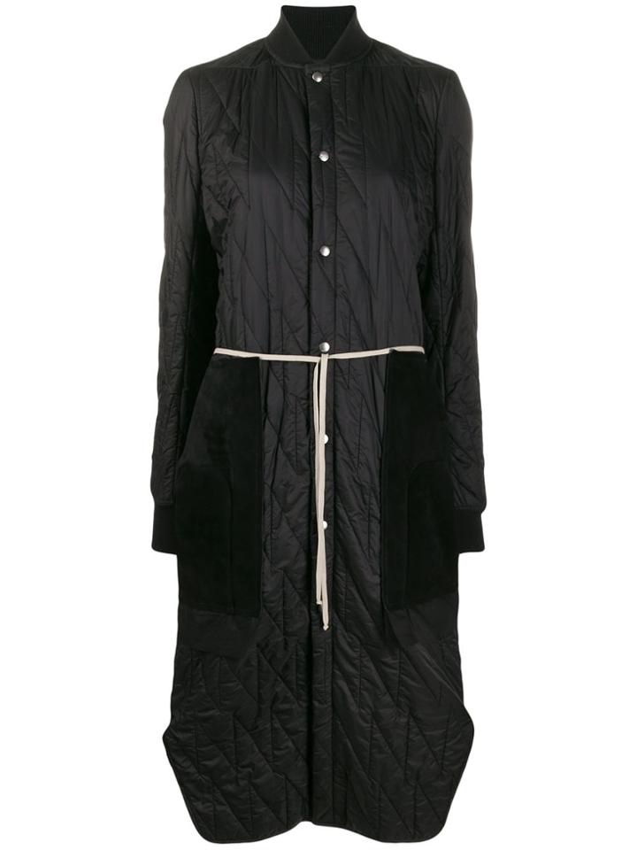 Rick Owens Long Quilted Coat - Black