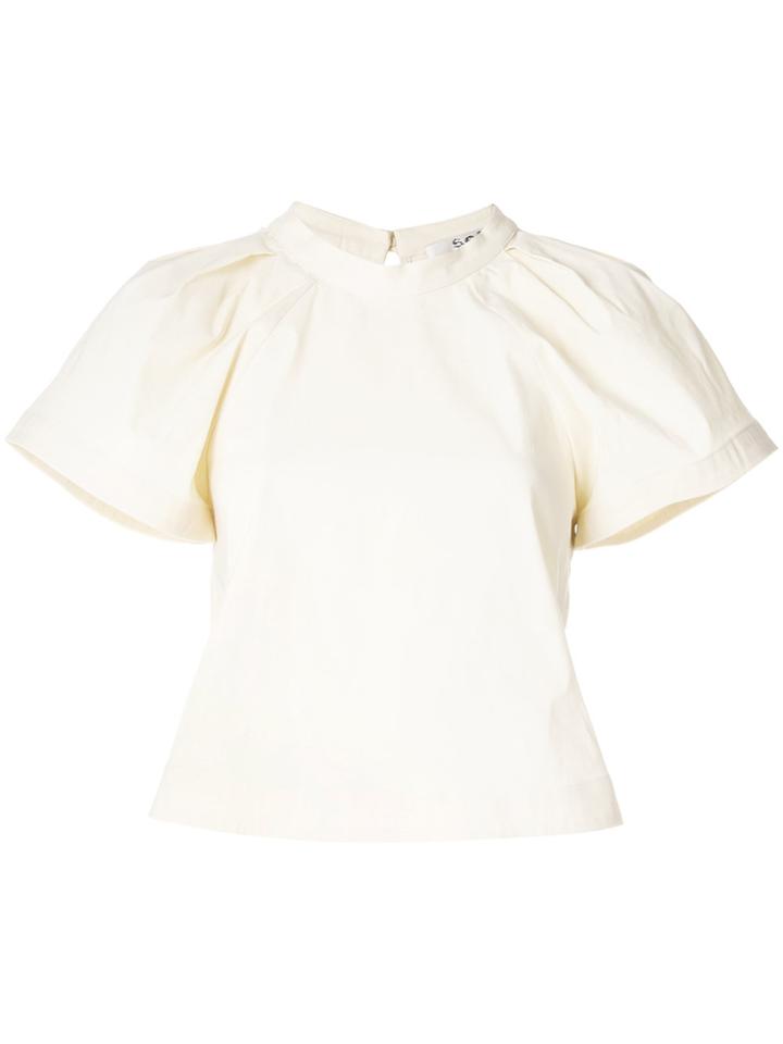 Sea Puff Sleeves Blouse - Nude & Neutrals