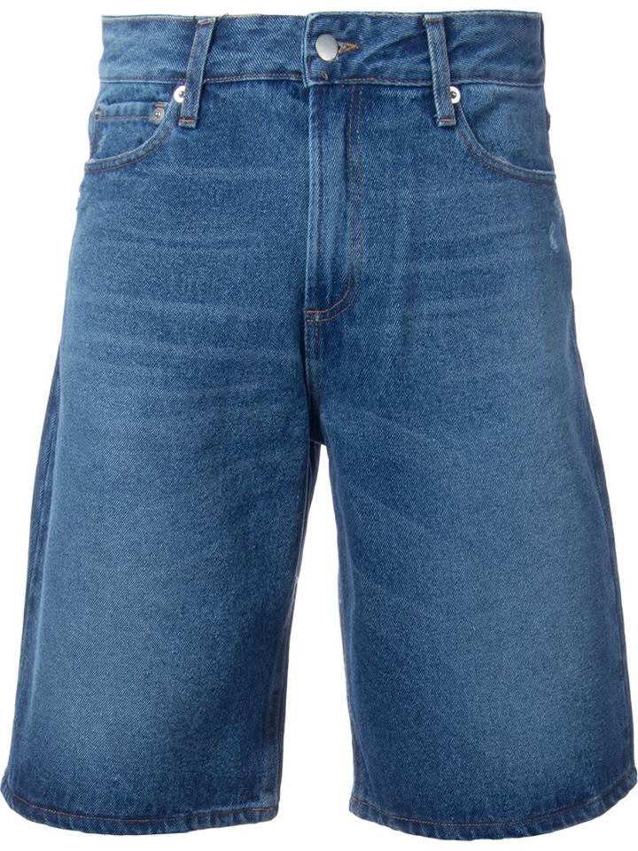 Cmmn Swdn Wide Leg Denim Shorts, Men's, Size: 30, Blue, Cotton