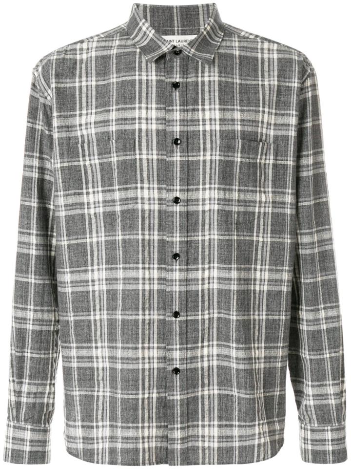 Saint Laurent Plaid Shirt - Grey