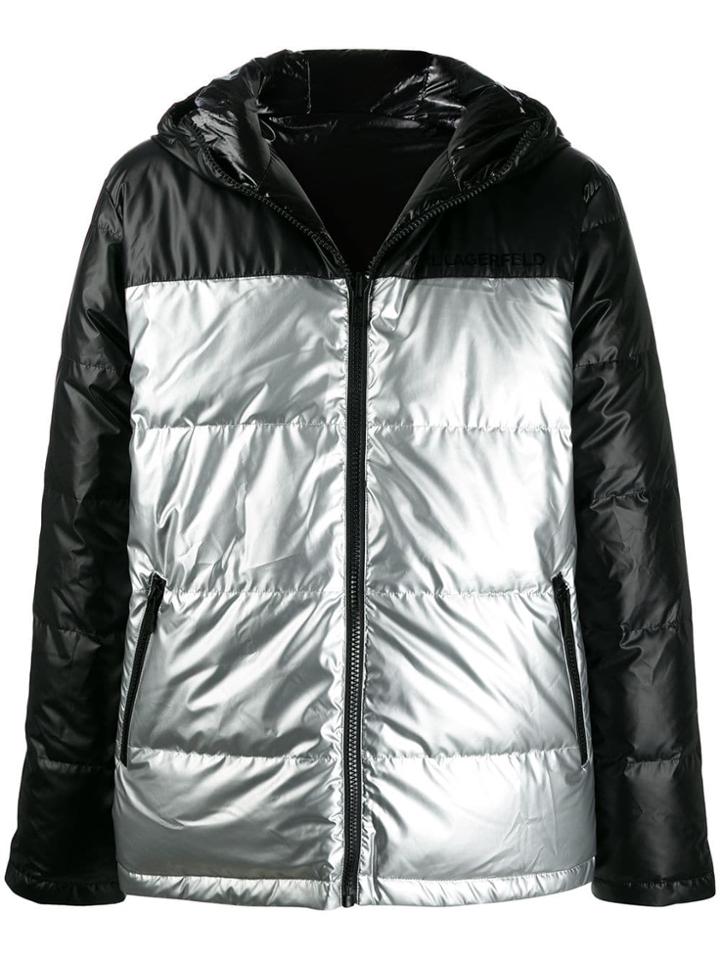 Karl Lagerfeld Puffer Bomber Jacket - Black