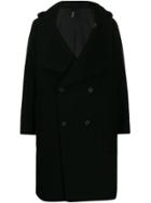 Hevo Hooded Double Breasted Coat - Black