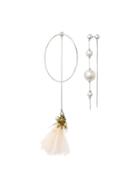 Burberry Faux Pearl And Feather Palladium-plated Drop Earrings -