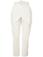 Aganovich - Layered Crop Trousers - Women - Cotton - 36, Women's, White, Cotton