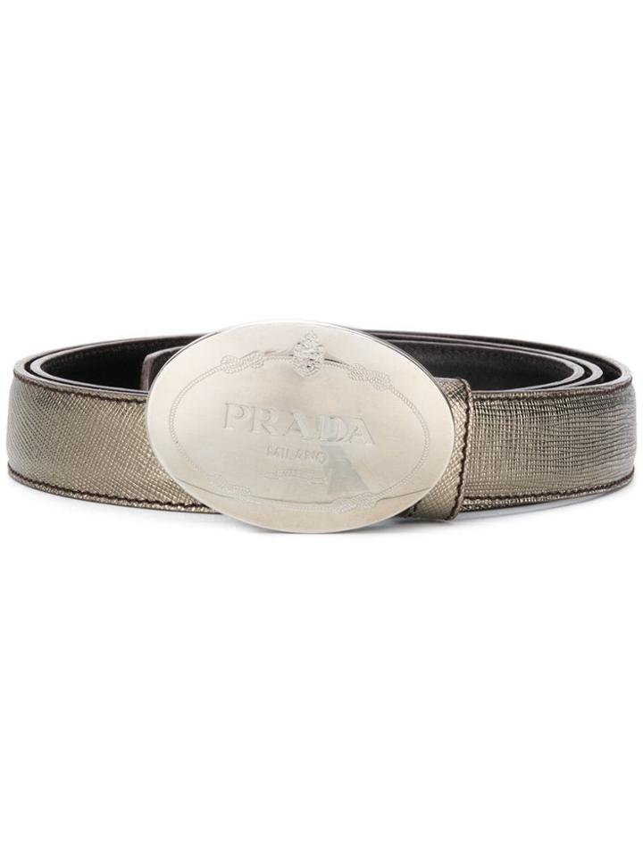 Prada Logo Buckle Belt - Metallic