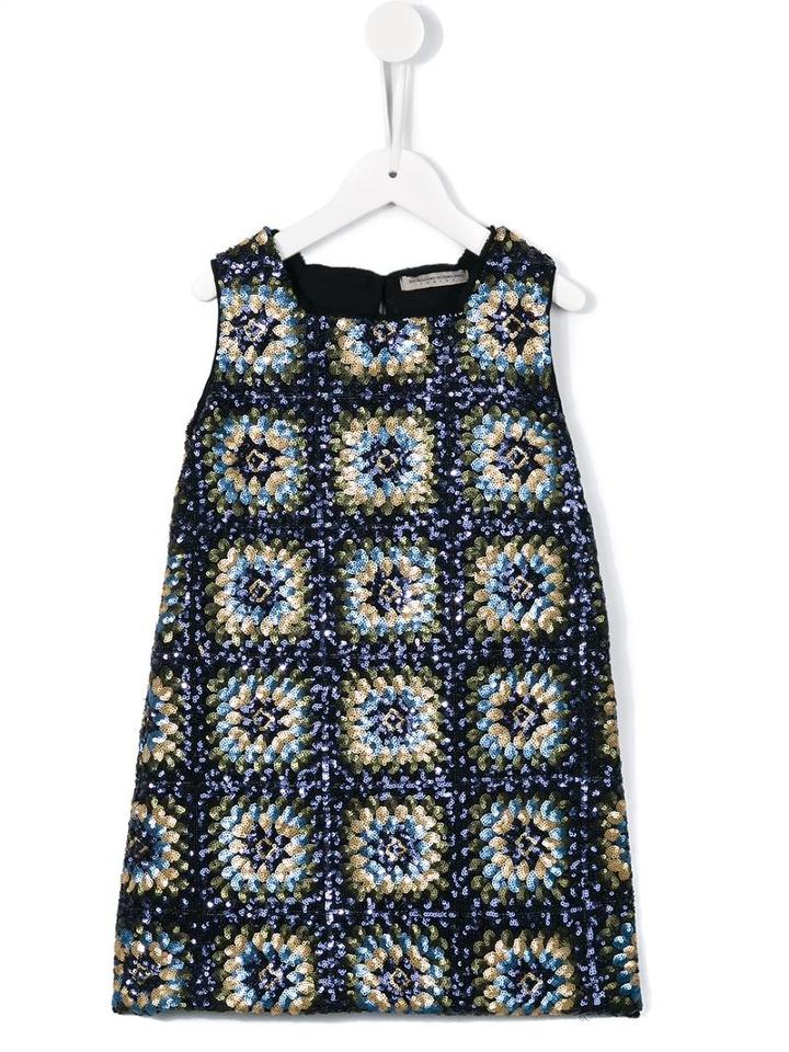 Ermanno Scervino Junior Embellished Patterned Shift Dress, Girl's, Size: 8 Yrs, Blue