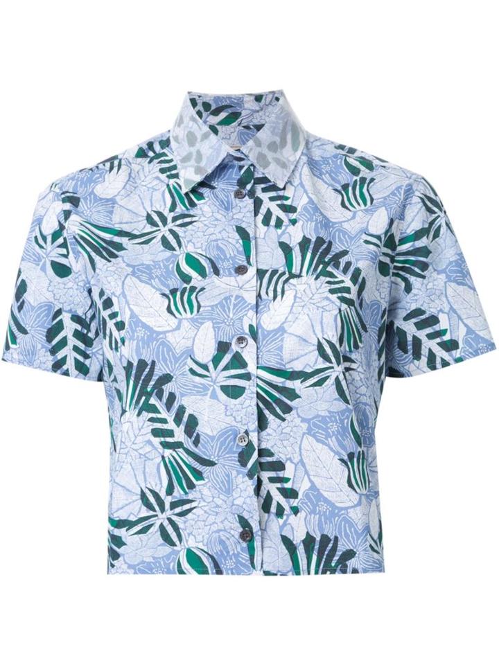 Maison Kitsuné Judy Hibiscus Shirt, Women's, Size: 34, Blue, Cotton