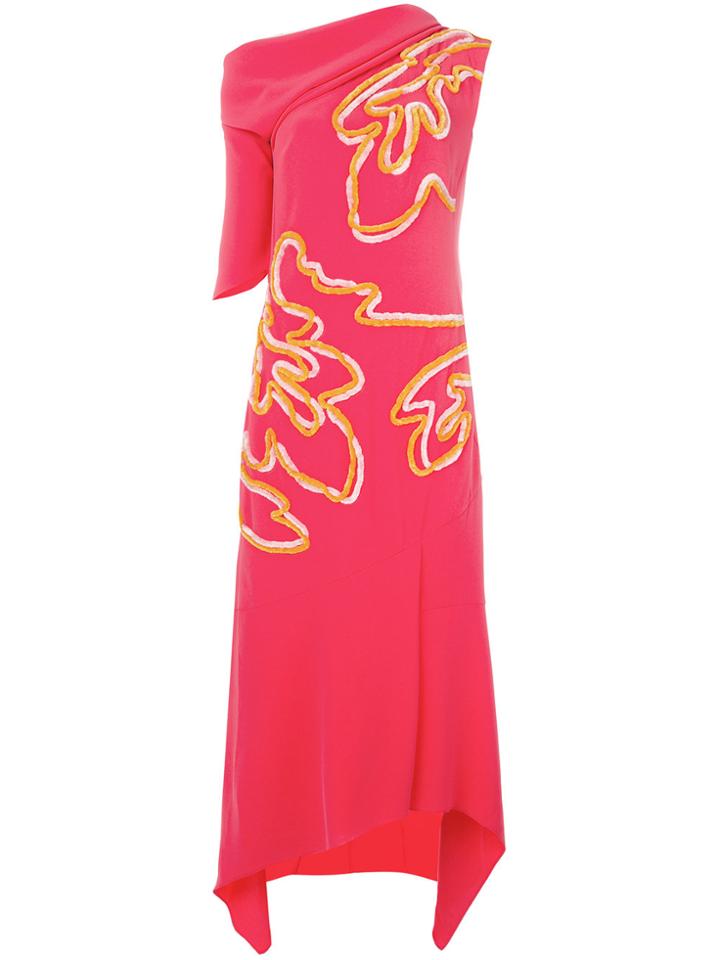 Peter Pilotto Chenille Cady Off-shoulder Dress - Pink & Purple