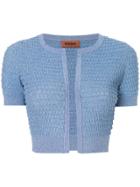 Missoni Cropped Textured Knit Cardigan - Blue