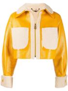 Fendi Contrast-pocket Shearling Jacket - Yellow