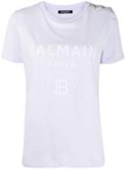 Balmain Button Embellished T-shirt - Purple