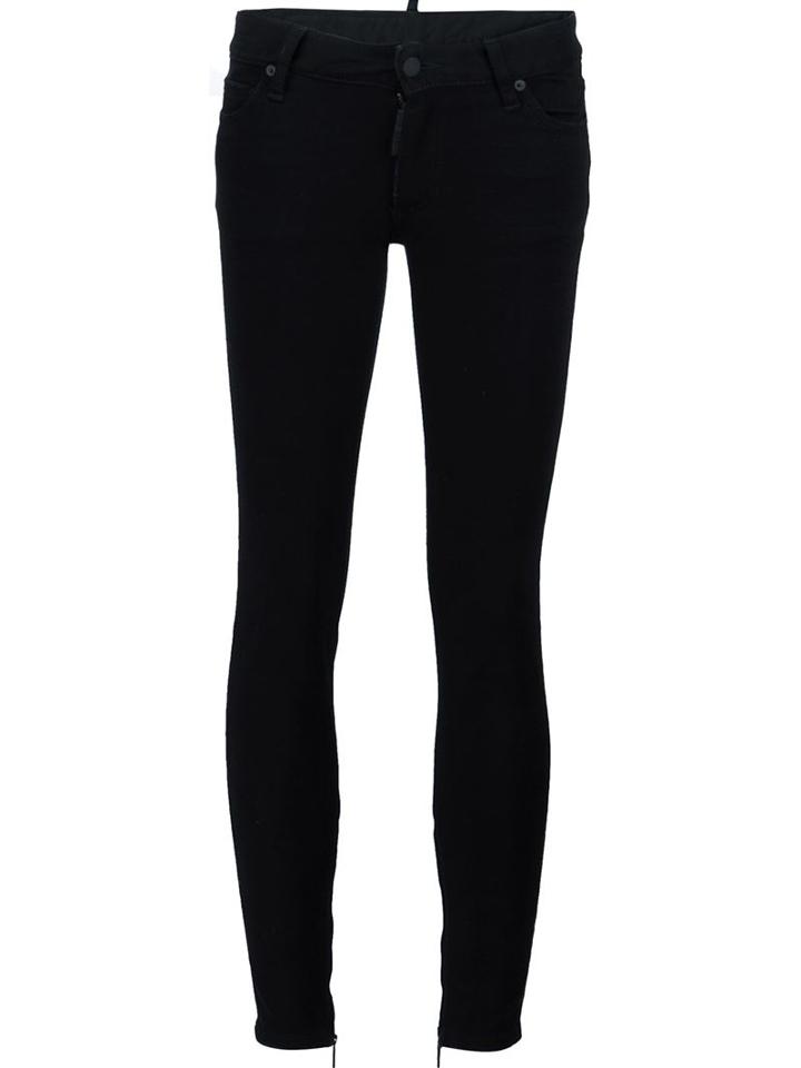 Dsquared2 Skinny Medium Waist Jeans, Women's, Size: 36, Black, Cotton/polyester/spandex/elastane/elastolefin
