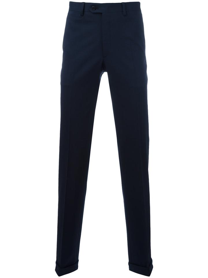 Brioni Straight-leg Trousers, Men's, Size: 52, Blue, Spandex/elastane/virgin Wool