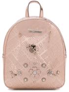 Love Moschino Embossed Floral Logo Mini Backpack - Pink & Purple