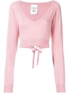 Semicouture Cropped V-neck Sweater - Pink