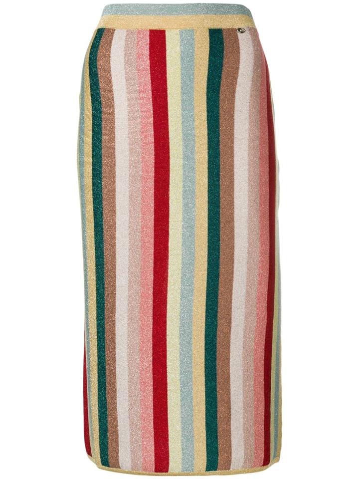 Elisabetta Franchi Multicoloured Striped Skirt - Neutrals