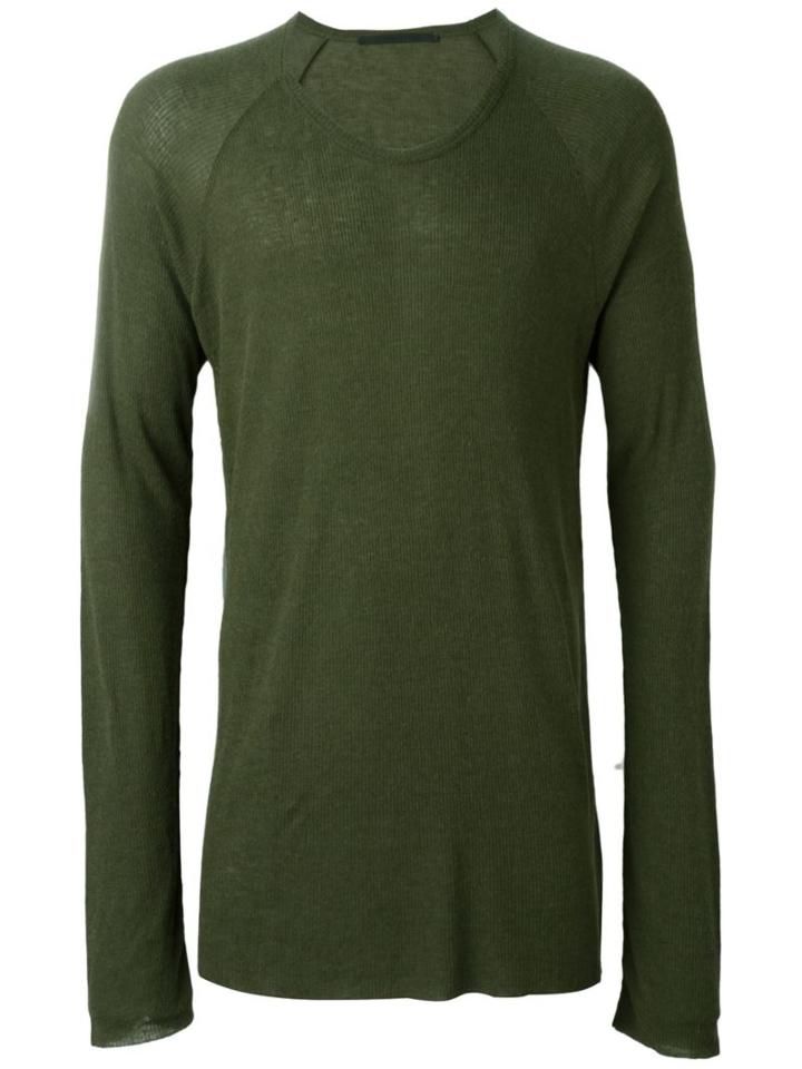 Haider Ackermann Ribbed Sweater, Men's, Size: Medium, Green, Nylon/viscose/wool/virgin Wool